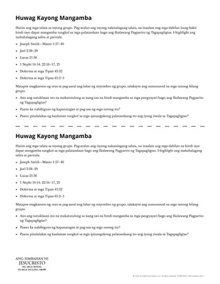 Handout na Huwag Kayong Magulumihanan