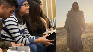 Young adult students sitting on church chairs holding their scriptures.
