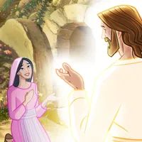 Mary turns around and sees Jesus.