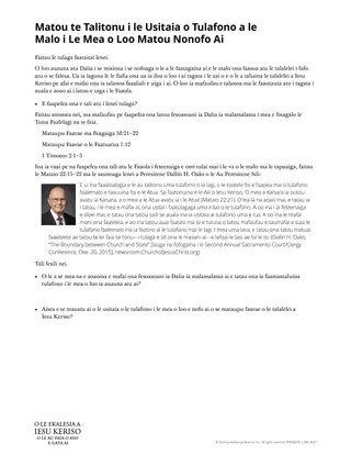 Matou te Talitonu i le Usitaia o Tulafono a le Malo i Le Mea o Loo Matou Nonofo Ai