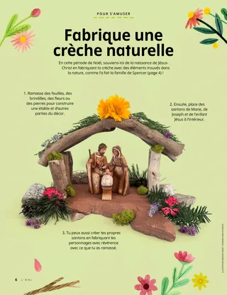 Page au format PDF d’une crèche construite à partir de choses trouvées dans la nature