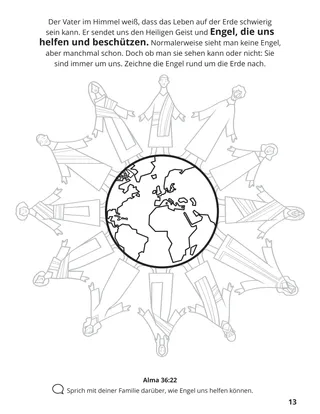 Seite 13 im Malbuch „Wir sammeln die Familie Gottes“