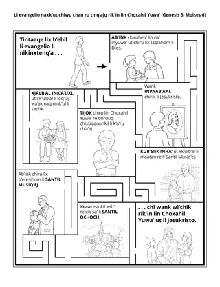 Perel re kok’ k’anjel reheb’ li kok’al: Li evangelio naxk’ut chiwu chan ru tinq’ajq rik’in lin Choxahil Yuwa’