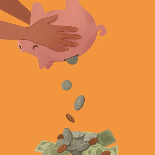 pouring money out of a piggy bank