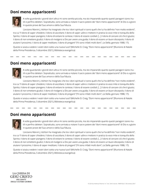 Scheda Doni meno appariscenti