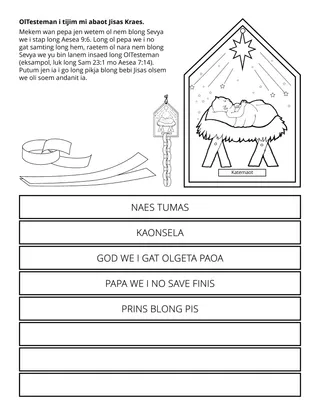 Praemeri aktiviti pej: OlTesteman i tijim mi abaot Jisas