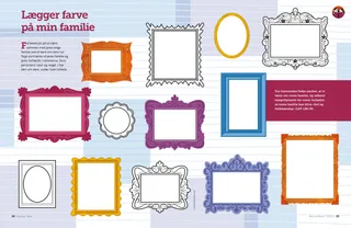 Farvelægnings-PDF med forskellige billedrammer med plads til at tegne portrætter