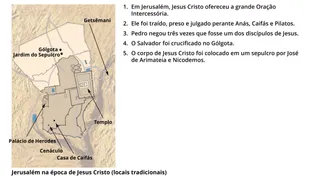 um mapa de Jerusalém na época de Jesus Cristo, mostrando os locais tradicionais de Seu sofrimento, Suas provações, Sua Crucificação e Seu sepultamento