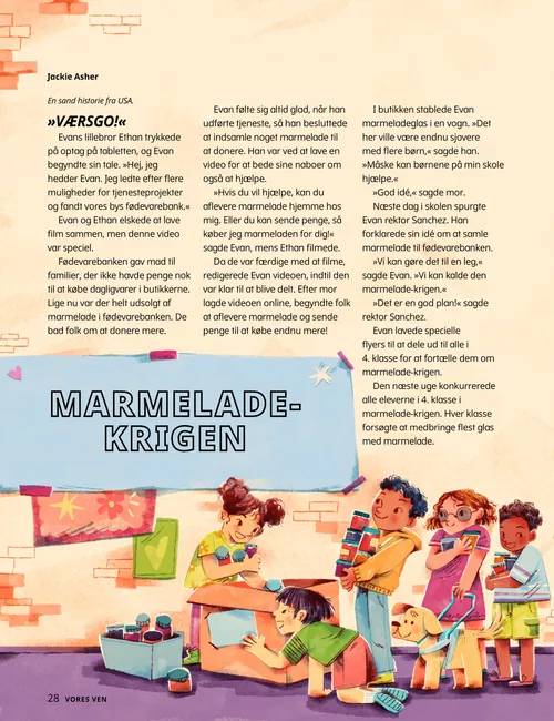 PDF-side med illustration af børn, der samler krukker med gelé