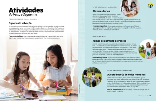 PDF de duas meninas com ramos de palmeira de papel