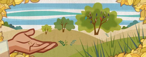 Jesus teaches about a mustard seed.