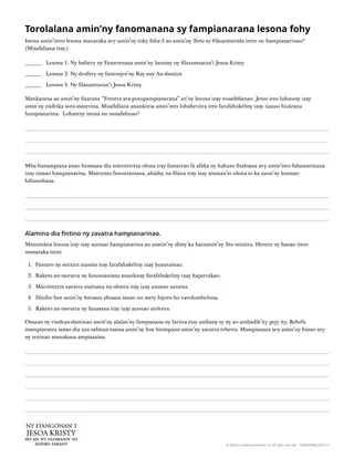 Torolalana ho an’ny fanomanana sy fampianarana lesona fohy