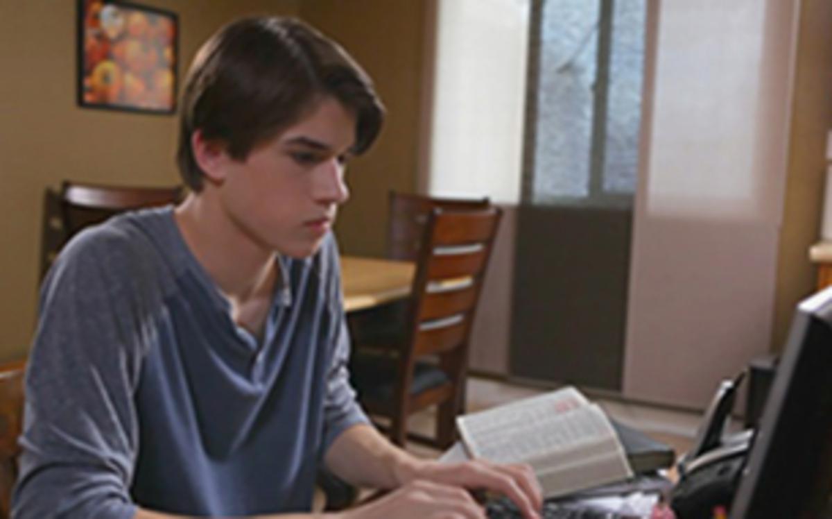 Student using a computer