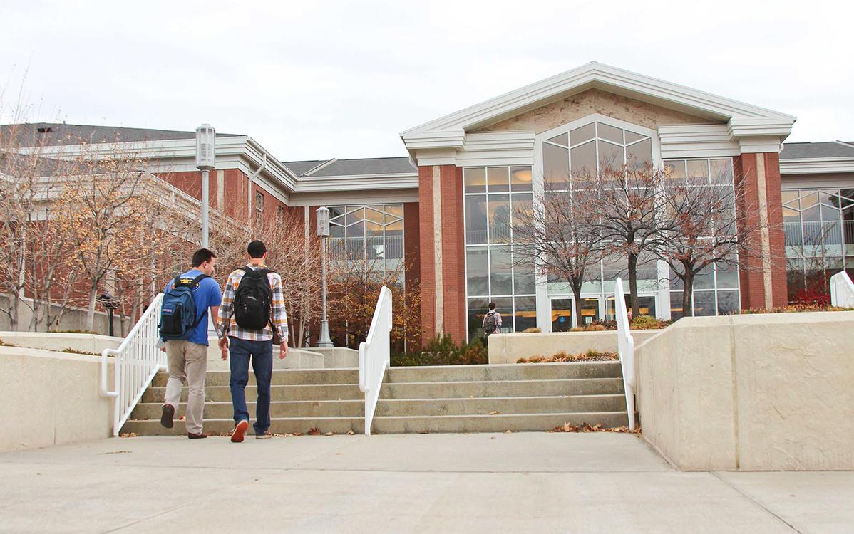 Students entering a school